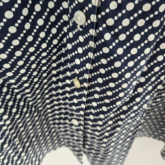 Talbots Petites Navy White Polka Dots Cotton Button Down Shirt Size 14P - Picture 7 of 11